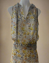 Zen Top, Sleeveless Botanical Ochre Floral