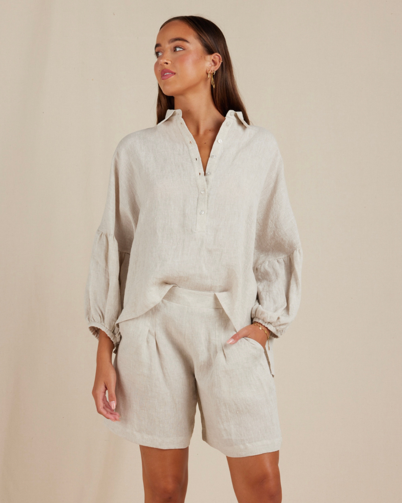 Elton Drape Blouse - Ecru