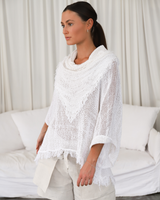 Dezba 3/4 Sleeve Top, White