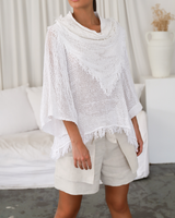 Dezba 3/4 Sleeve Top, White