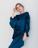Lyda Top, Boat Neck, Petrol