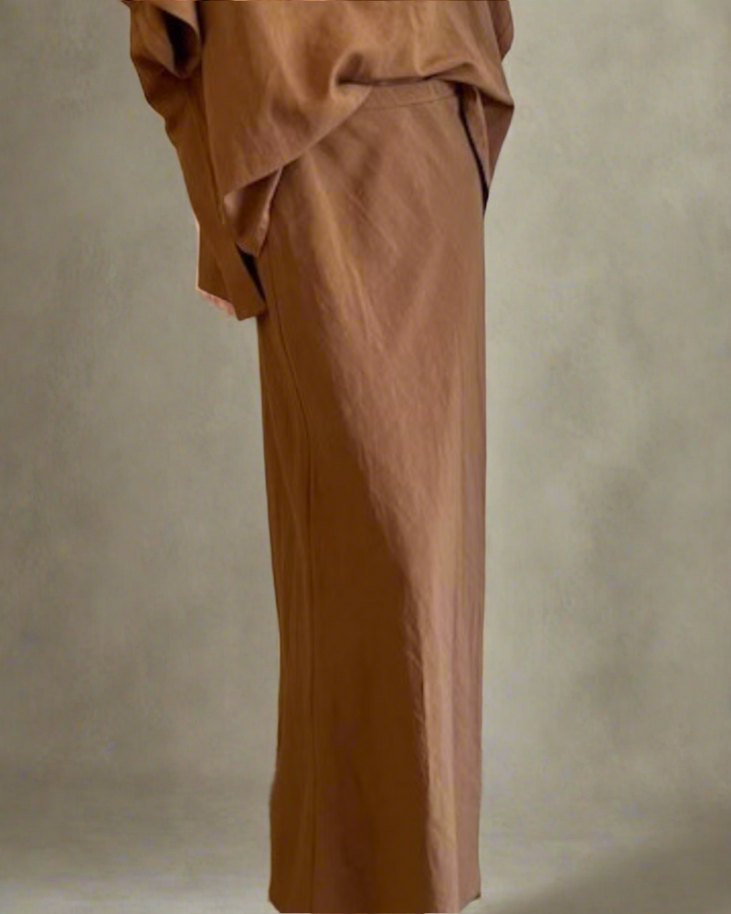 Vienna Bias Skirt Linen, Tan